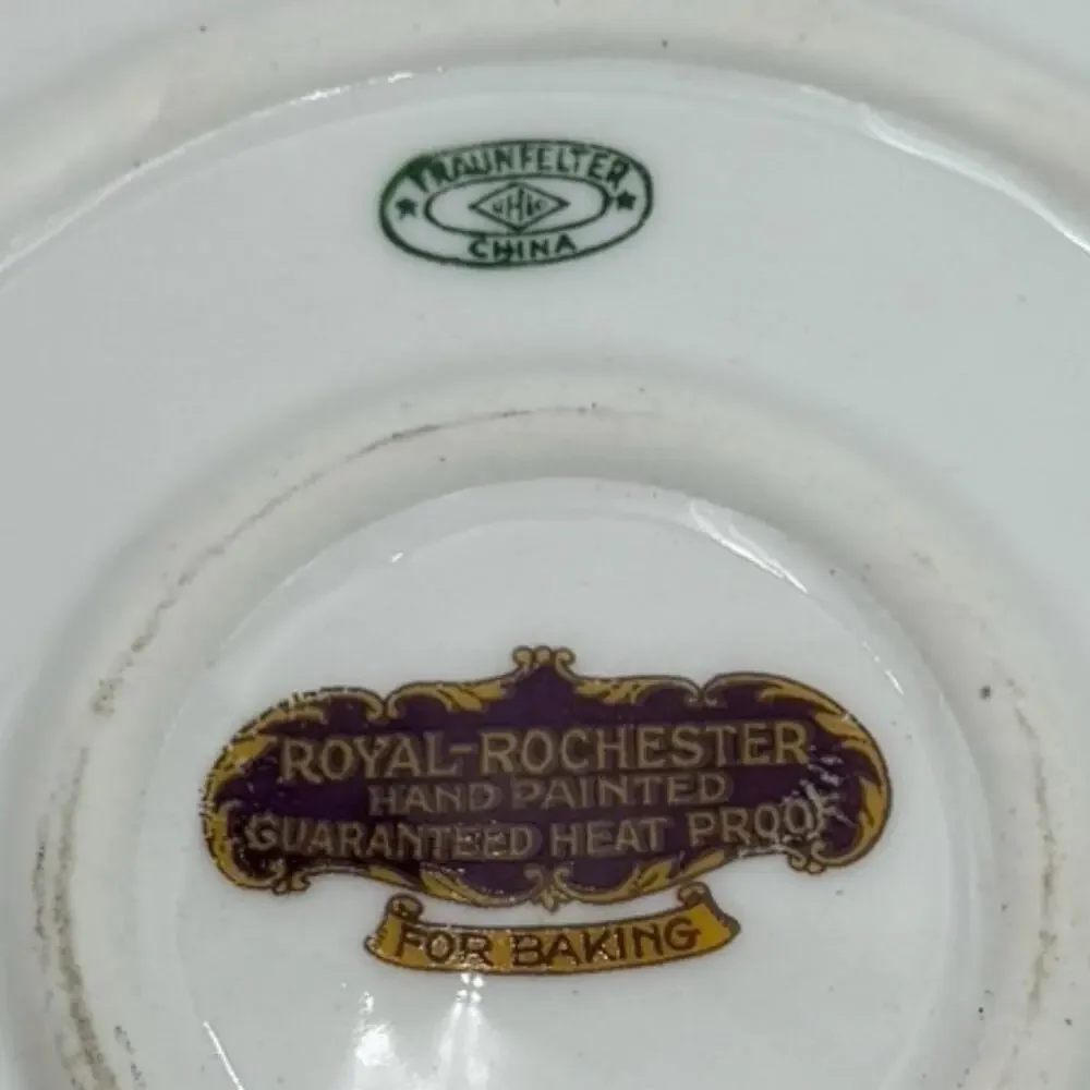 Vtg Art Deco Fraunfelter Royal Rochester Ohio Lusterware Pie‎ Baking Dish Plate